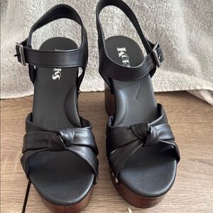 Kork-Ease Black Platform Shoes with Chunky Heel